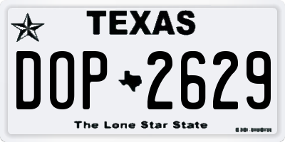 TX license plate DOP2629