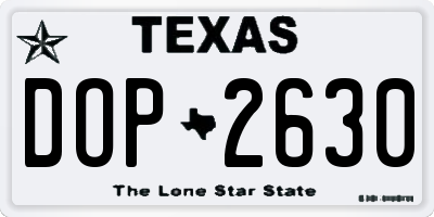 TX license plate DOP2630