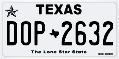 TX license plate DOP2632