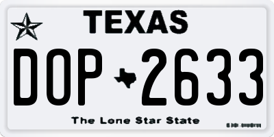 TX license plate DOP2633