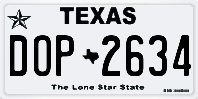 TX license plate DOP2634