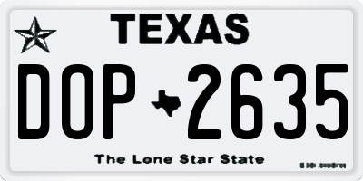 TX license plate DOP2635