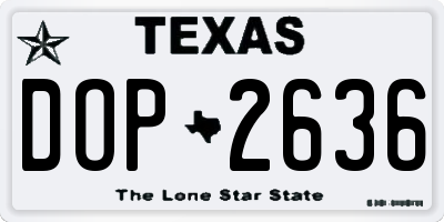 TX license plate DOP2636