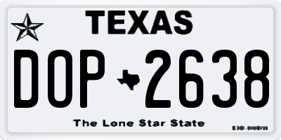 TX license plate DOP2638