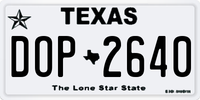 TX license plate DOP2640