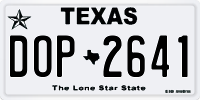 TX license plate DOP2641