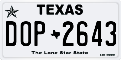 TX license plate DOP2643