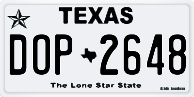 TX license plate DOP2648