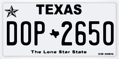 TX license plate DOP2650
