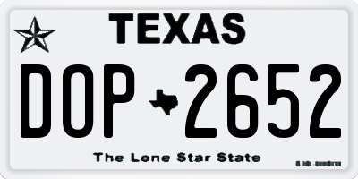 TX license plate DOP2652