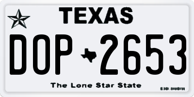 TX license plate DOP2653