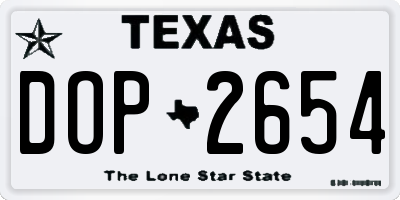 TX license plate DOP2654