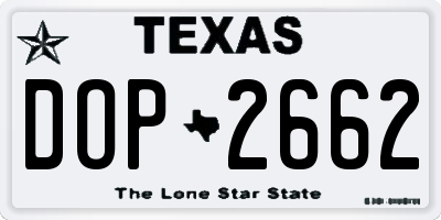 TX license plate DOP2662