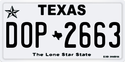 TX license plate DOP2663