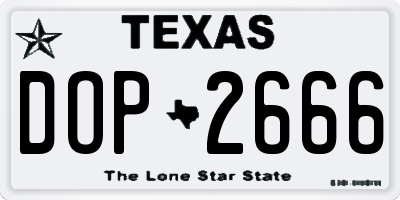 TX license plate DOP2666