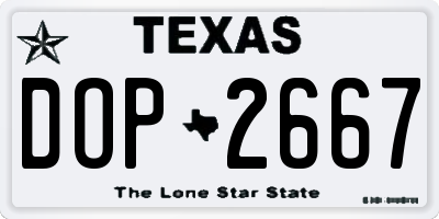 TX license plate DOP2667