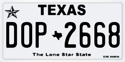 TX license plate DOP2668