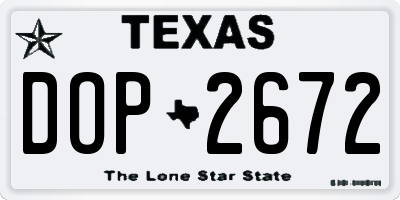 TX license plate DOP2672