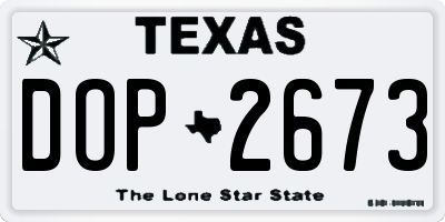 TX license plate DOP2673