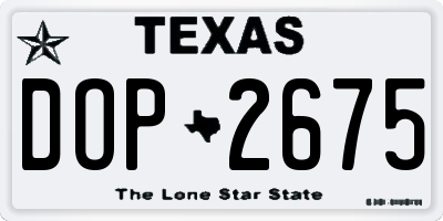 TX license plate DOP2675