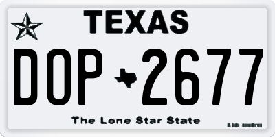 TX license plate DOP2677