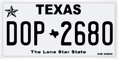 TX license plate DOP2680