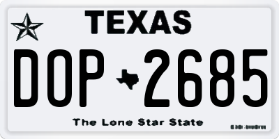 TX license plate DOP2685