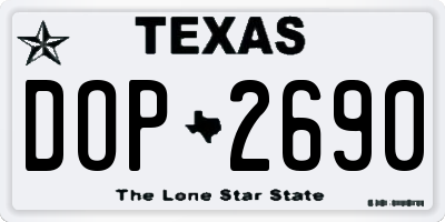 TX license plate DOP2690