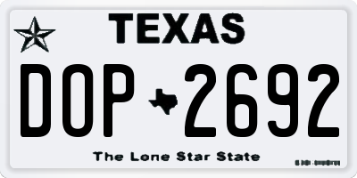 TX license plate DOP2692