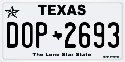 TX license plate DOP2693