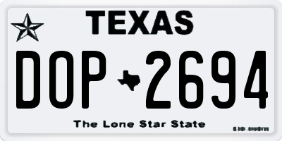 TX license plate DOP2694