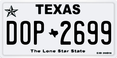 TX license plate DOP2699