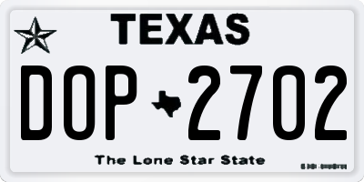 TX license plate DOP2702