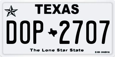 TX license plate DOP2707