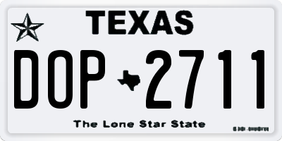 TX license plate DOP2711