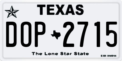 TX license plate DOP2715