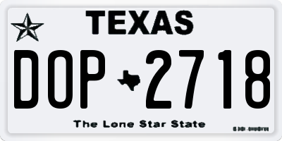 TX license plate DOP2718