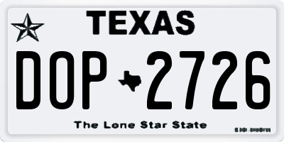 TX license plate DOP2726
