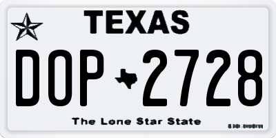 TX license plate DOP2728