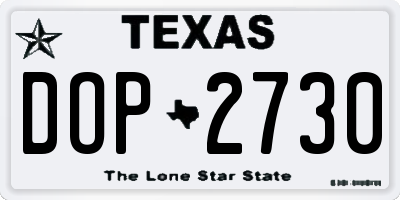 TX license plate DOP2730