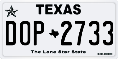 TX license plate DOP2733