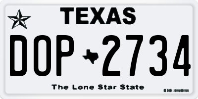 TX license plate DOP2734