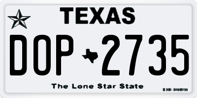 TX license plate DOP2735