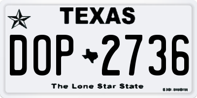 TX license plate DOP2736
