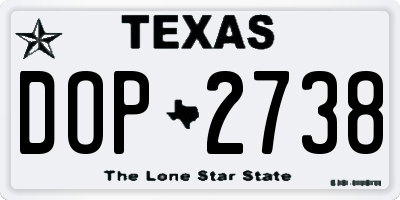 TX license plate DOP2738