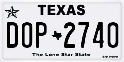 TX license plate DOP2740
