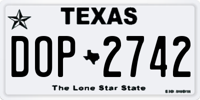 TX license plate DOP2742