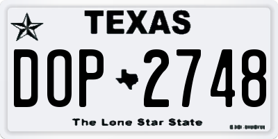 TX license plate DOP2748