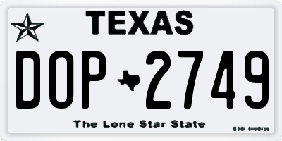 TX license plate DOP2749