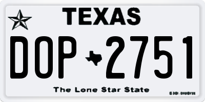 TX license plate DOP2751